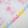 фото Уголок на выписку с разноцветной вышивкой «Цветочки» белого цвета