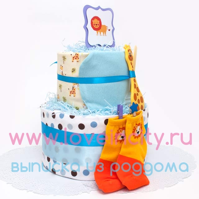 фото Красочный торт из японских памперсов и детской одежды &quot;Африка&quot;
