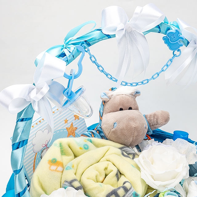 фото Красивая подарочная корзина для новорожденного &quot;Мой бегемотик&quot;